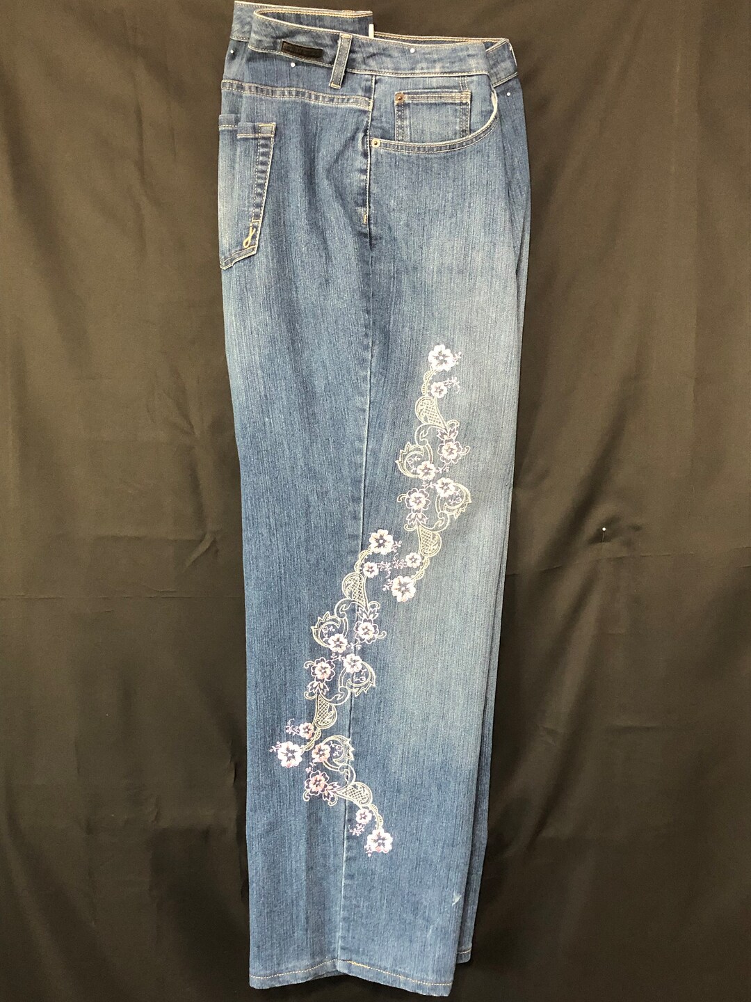 Upcycled Embroidered Jeans Women's Jeans Embroidered Etsy