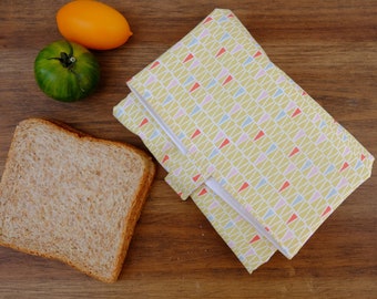 Washable and reusable sandwich packaging / Cotton and PUL - Oeko Tex certified fabrics