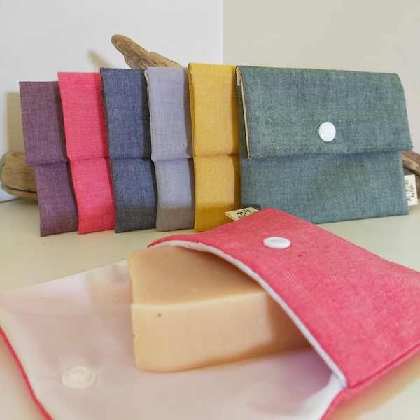 Pochette à savon imperméable / Chambray de Coton & PUL - Tissus certifiés Oeko-Tex / Idée cadeau