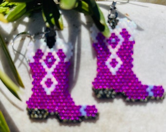 Hot Pink Cowboy Boots Earrings