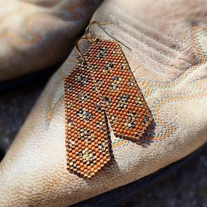 Snakeskin Earrings Copperhead // Seed Bead, Boho, Western, Dangle image 1