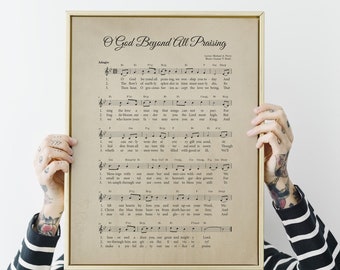 Doxology, piano music sheet, o God beyond all praising, christian hymn, antique & farmhouse decor, vintage, printable, INSTANT DOWNLOAD