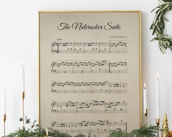 christmas hymn, The Nutcracker Siute, vintage carol, piano music sheet, christmas farmhouse decor, printable, INSTANT DOWNLOAD