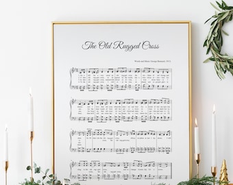 The Old Rugged Cross, christmas hymn, vintage carol, music sheet, wall art, printable, INSTANT DOWNLOAD