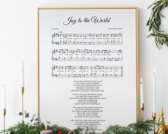christmas hymn, joy to the world, piano sheet music, vintage carol, hymnal page print, wall art, black & white, printable, INSTANT DOWNLOAD