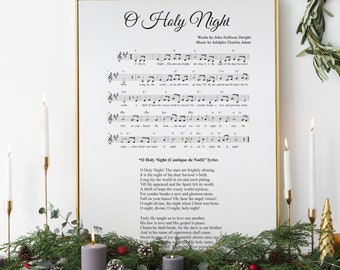 O Holy Night, christmas hymn, vintage carol, black & white, piano music sheet, christmas wall art, printable, INSTANT DOWNLOAD