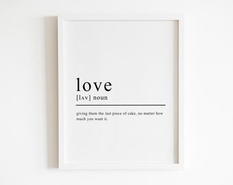 Love sign, Love definition print, Love wall art, Love print, funny definition, printable, Instant Download