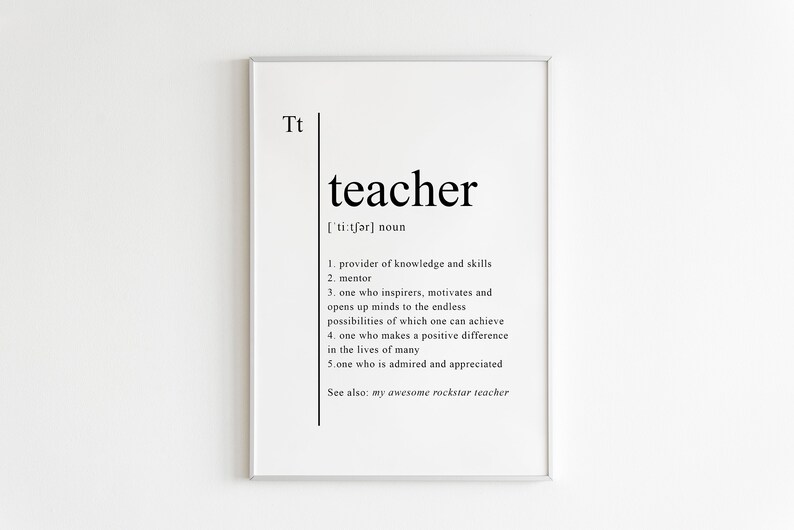 Preschool Teacher Gifts Teacher Definition Print Teacher Etsy