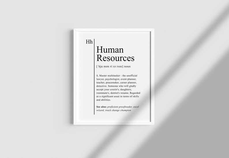 human resource definition print, Recruiter gifts, human resources gifts, human resources office decor, Recruiter sign image 7