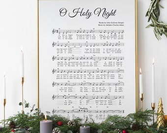 O Holy Night, christmas hymn, vintage carol, music sheet, christmas farmhouse decor, wall art, printable, INSTANT DOWNLOAD
