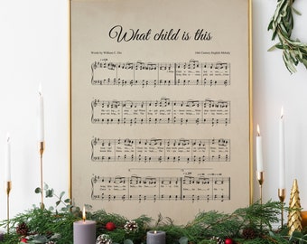 What child is this, christmas hymn, aged antique, piano, sheet music, vintage carol, wall art, printable, INSTANT DOWNLOAD