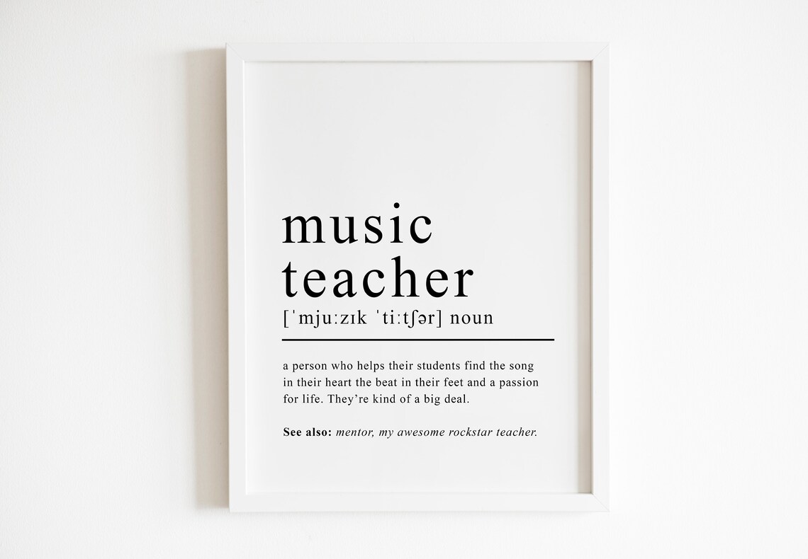 Music teacher definition print music teacher gift definition Etsy