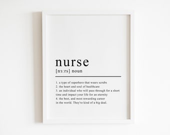 Nurse gift, Nurse Definition print,  Nurse decor, nurse gifts, nurse sign, printable, Instant Download