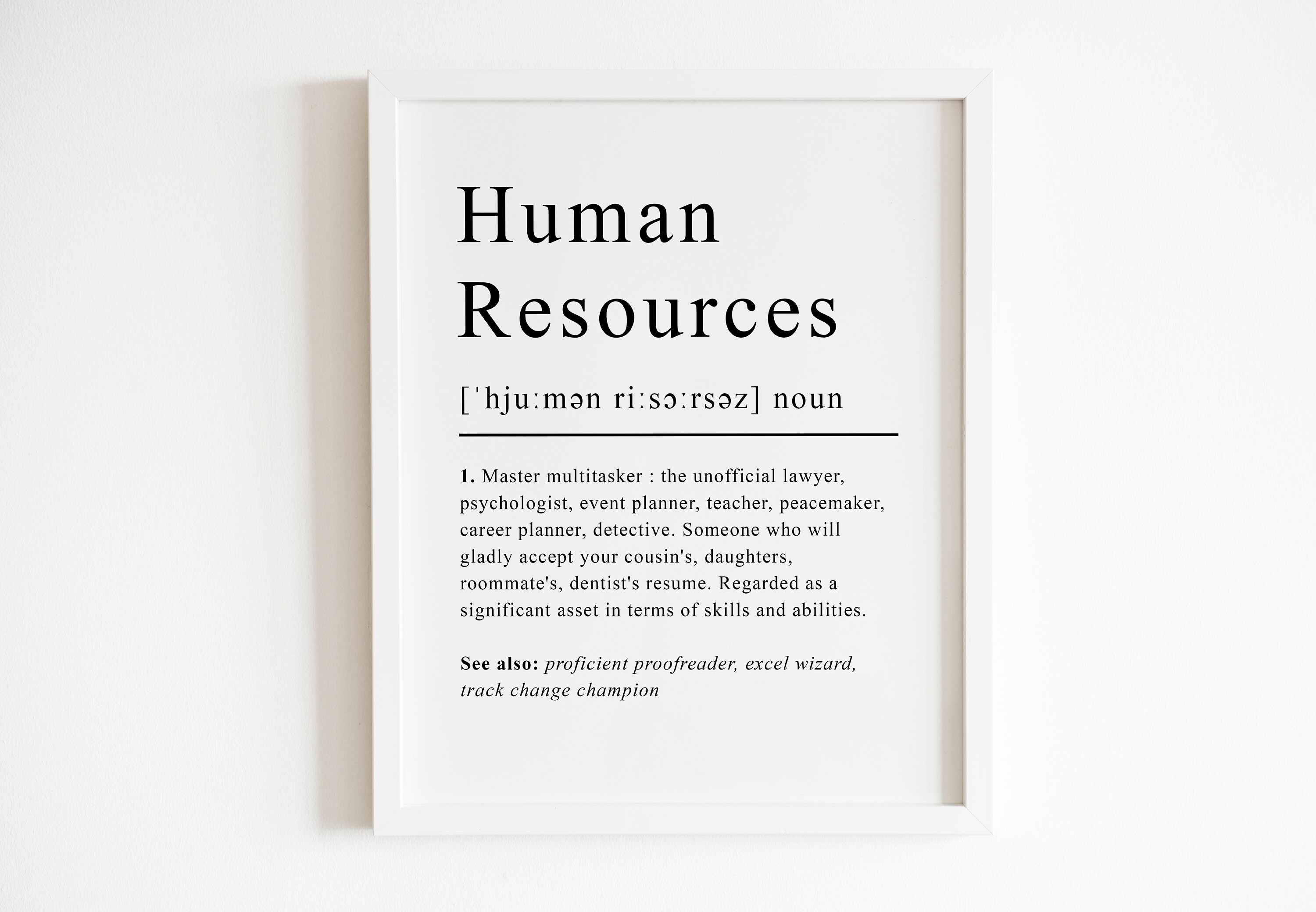 Human Resource Recruiter Definition Print Human Resources Etsy