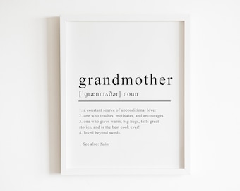 Grandma gifts, grandmother definition print, Mother's day gift for grandma, nana gift, printable, Instant Download