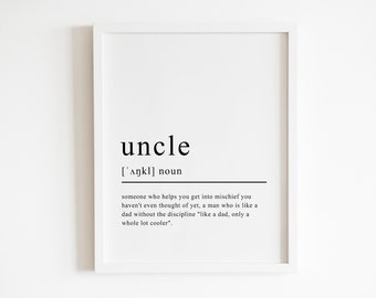 uncle definition print, uncle gift, from niece, from nephew, best uncle ever, christmas gift for uncle, printable, Instant Download