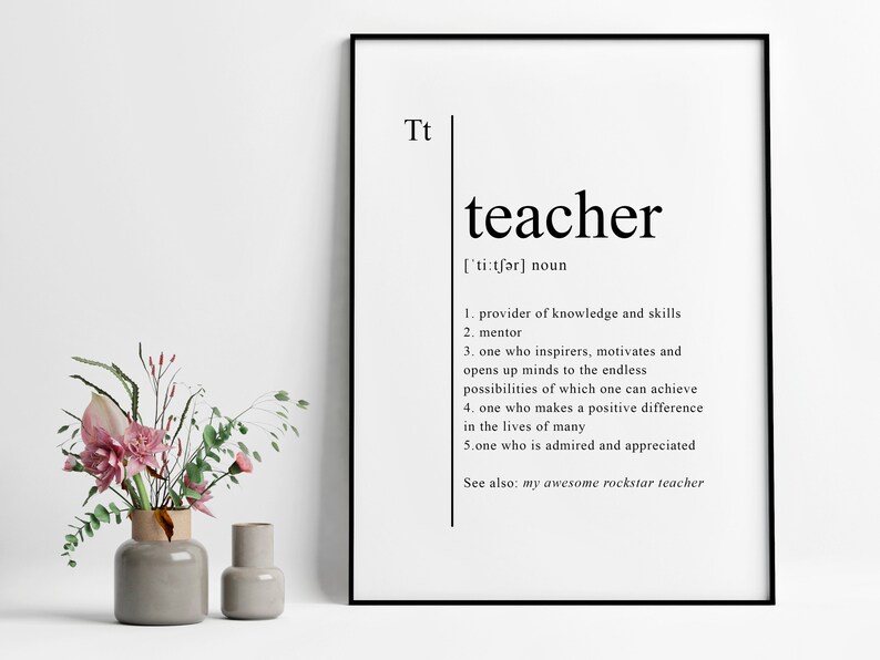 Preschool Teacher Gifts Teacher Definition Print Teacher Etsy