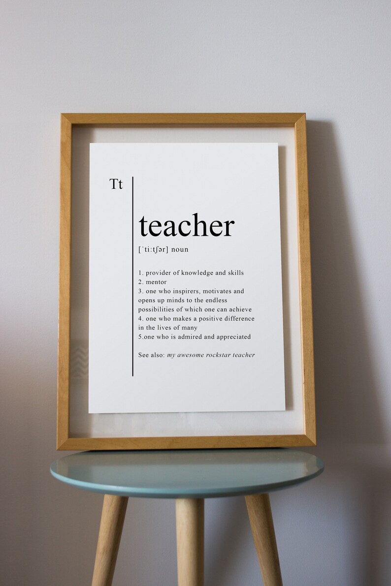 Preschool Teacher Gifts Teacher Definition Print Teacher Etsy