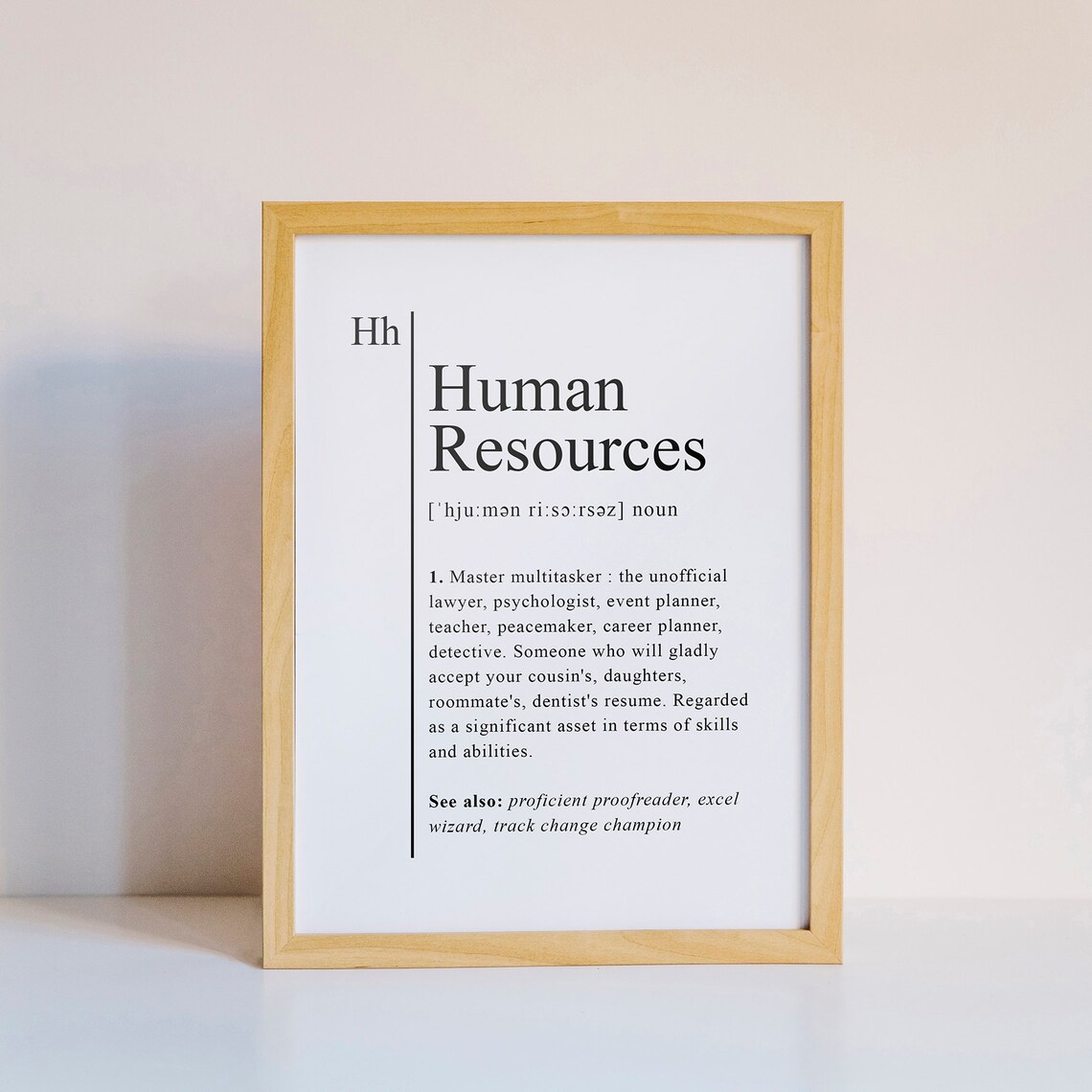 Human Resource Definition Print Recruiter Gifts Human Etsy