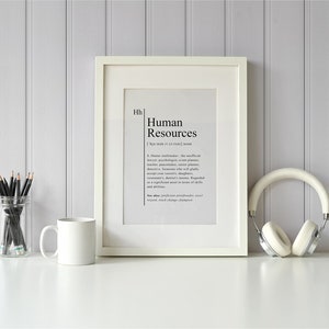 human resource definition print, Recruiter gifts, human resources gifts, human resources office decor, Recruiter sign image 5