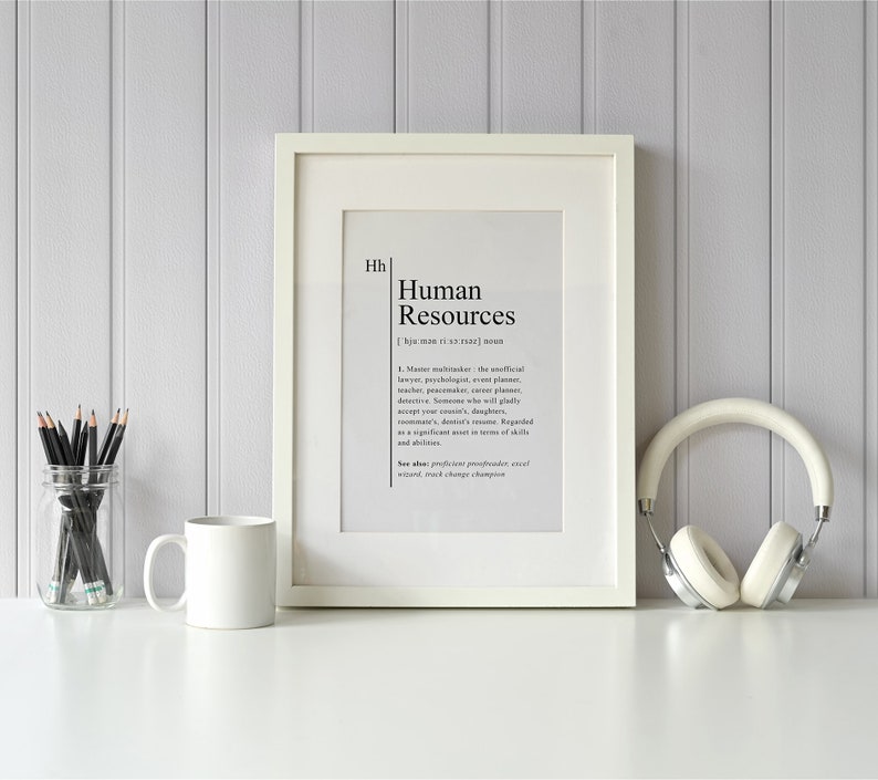 human resource definition print, Recruiter gifts, human resources gifts, human resources office decor, Recruiter sign image 5