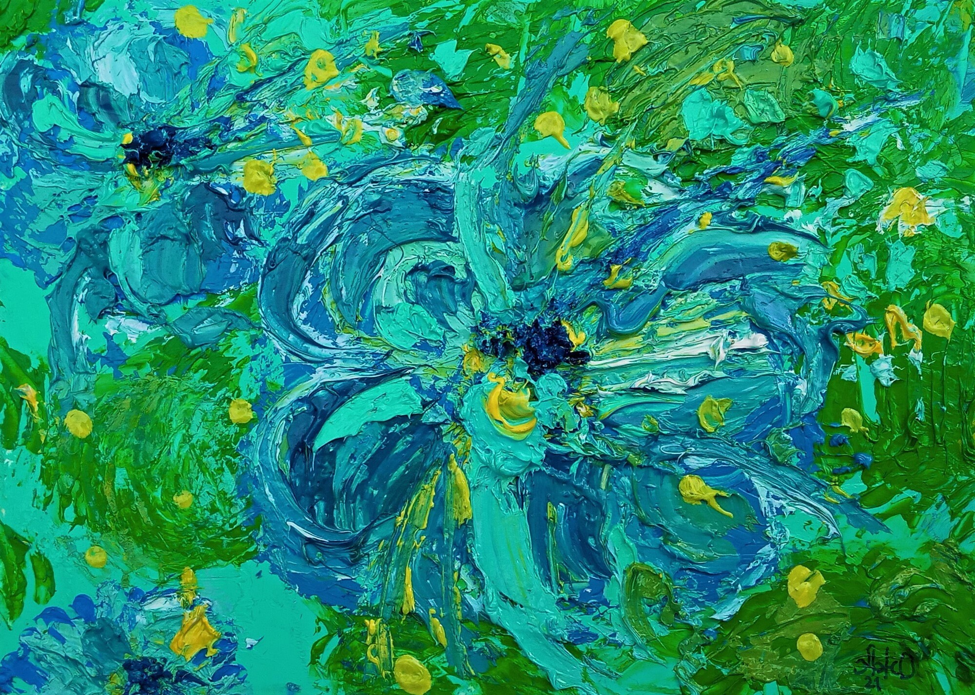 Blue Flowers Painting Floral Abstract Original Art Oil Impasto | Etsy