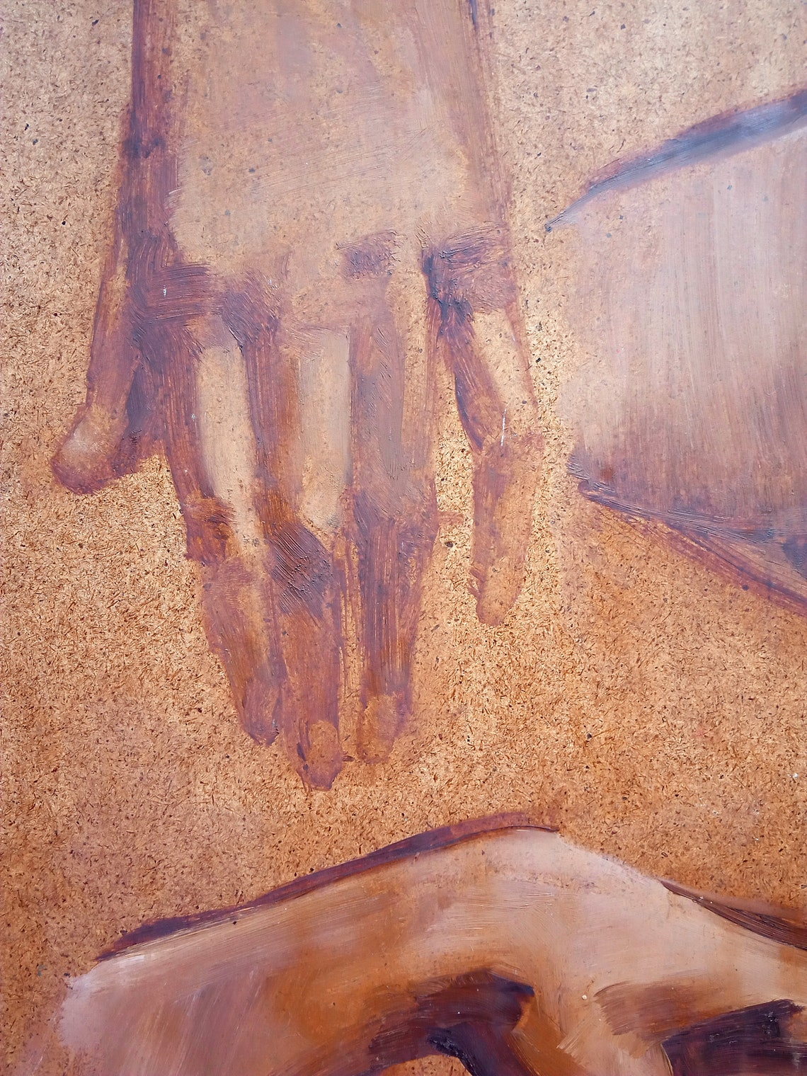 Vintage Painting Hands Original Art Oil Painting Body 16 by 12 Etsy