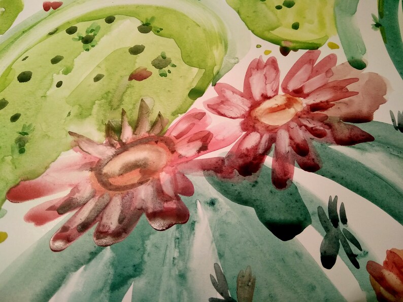 Download Cactus Painting Flowers Original Art Abstraction Floral Watercolor Succulent Artwork 16 By 11 Colorful Art Bu Olgapaintjoy Art Collectibles Watercolor Colonialgolfhart Com