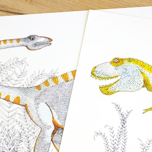 Lot de deux affiches dinosaure : Diplodocus + Tyrannosaure - T-rex - Décoration chambre enfant - Made in France - Impression locale - Animal