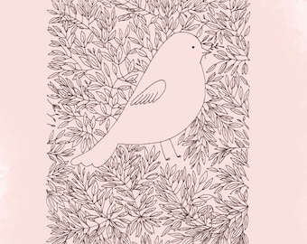 Notebook OISEAU ROSE A5 (half A4) - High quality thick paper - 64 blank pages