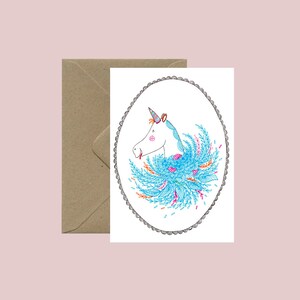 Carte postale Licorne - Funny Unicorn - Amie Girly copine - Symbole Amitié - Porte bonheur - Arc en ciel - Fantaisie - Pouvoir magique art