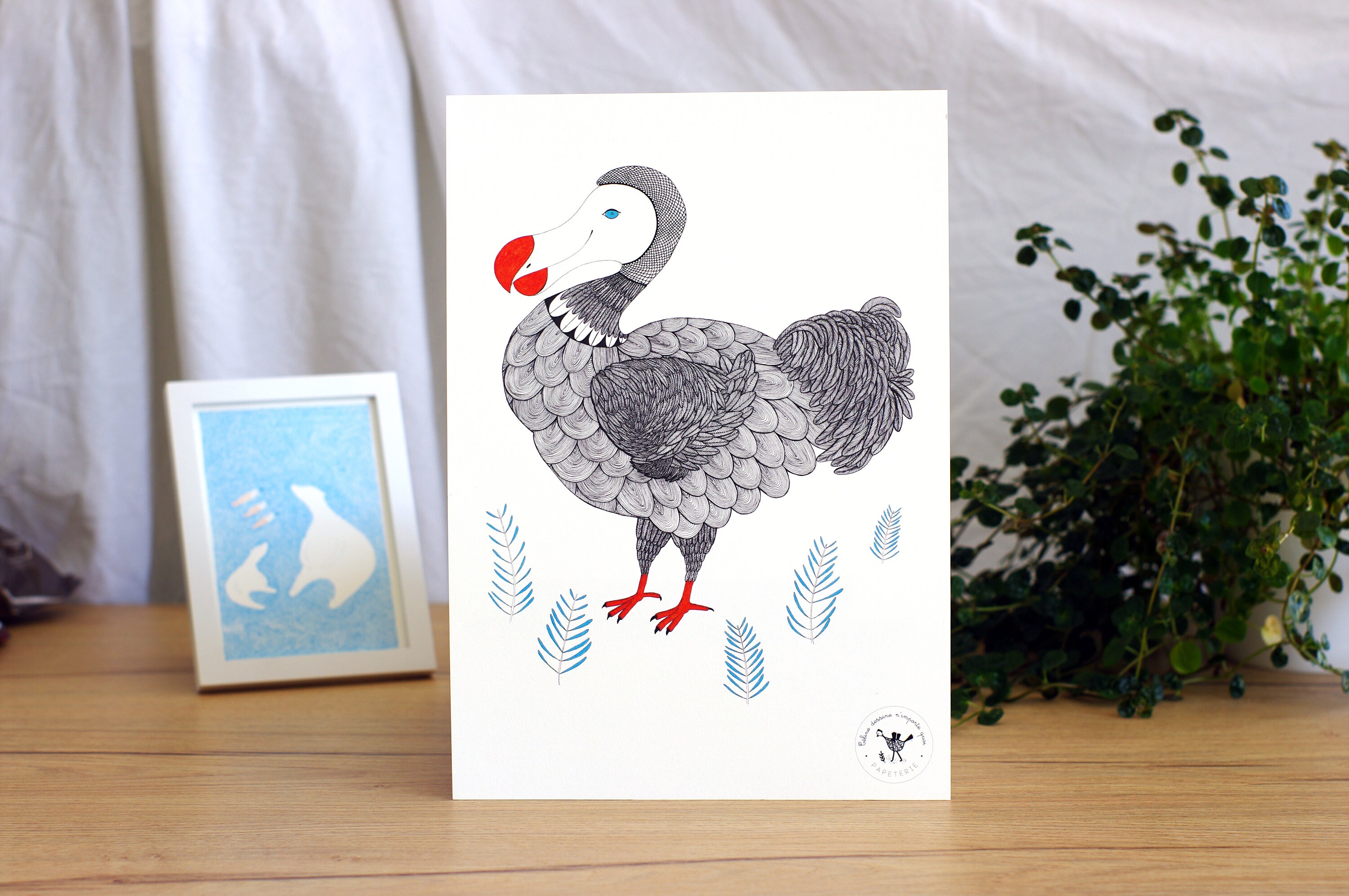Affiche Dodo Illustré - Drôle d'oiseau Illustration Décoration Animal Disparu Fineline Artwork Artis