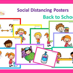 Social Distance Posters, School Health Rules