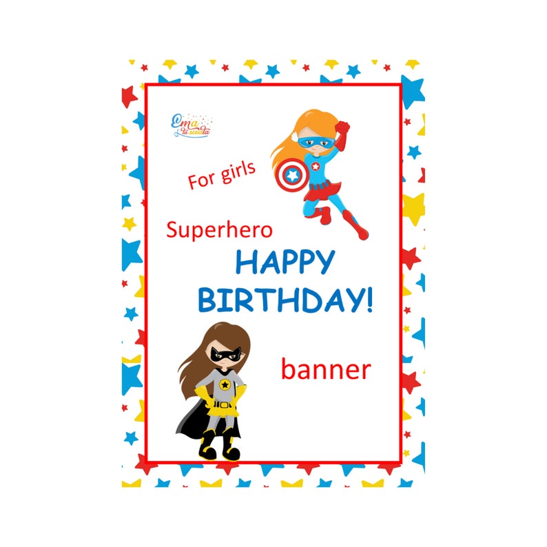 Printable Delighted Birthday Female Banner, Custom made Superhero Get together Garland, Reusable Get together Banner photo about Making a Printable Banner known as Printable Joyful Birthday Female Banner, Personalized Superhero Occasion Garland, Reusable Celebration Banner