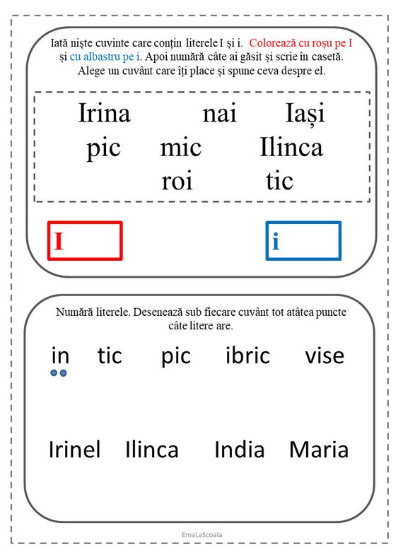 Letter I Worksheets In Romanian Printable Activities Letter Etsy