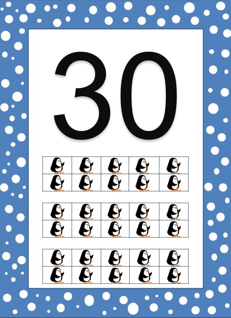 printable numbers posters penguin theme classroom bulletin