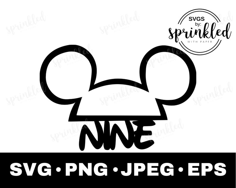Download Clip Art Art Collectibles Inspired Mickey Hat Svg 9th Birthday Svg Birthday Svg Commercial Use