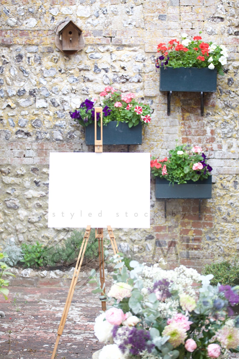 18x24 Wedding Poster Easel Sign Mock Up Courtyard by Etsy