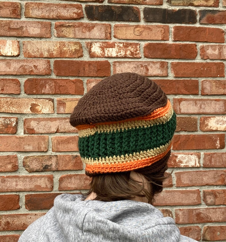 The Green Stripe Beanie, Stocking Cap, Toque, Winter Hat, Handmade