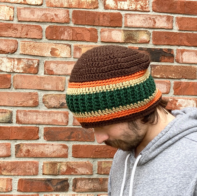 The Green Stripe Beanie, Stocking Cap, Toque, Winter Hat, Handmade