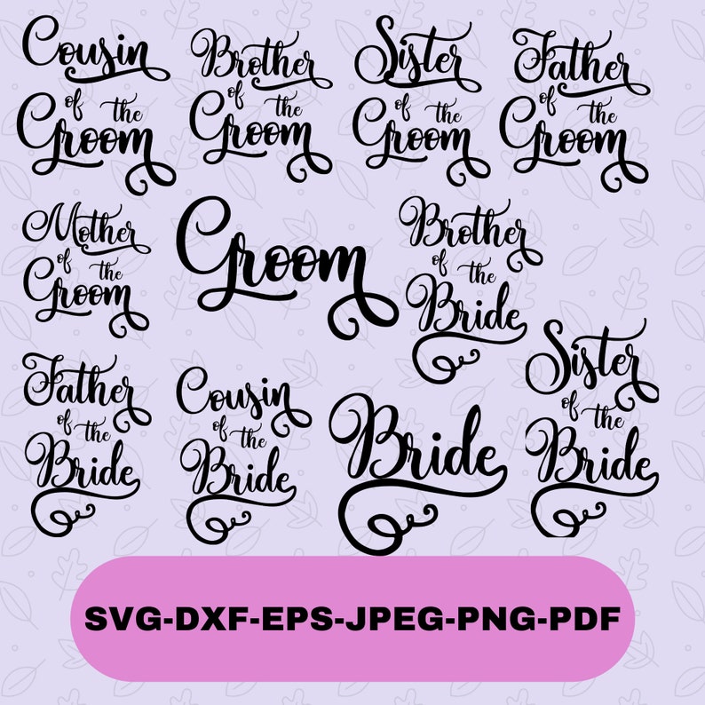 Download Bride and Groom Bundle Svg Father of the Bride Svg Mother of | Etsy