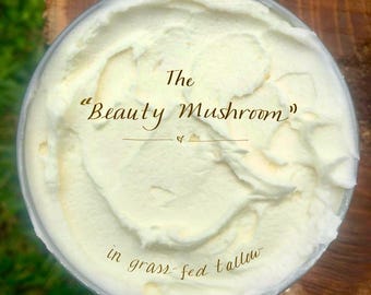 Tremella Mushroom Tallow Cream, Grass-fed, w/ Organic Ingredients, Probiotics, Collagen, Aloe. Natural  hyaluronic acid alternative.