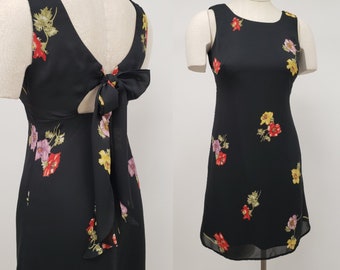 90s vintage dress - summer mini dress S - 90s floral dress - Size 4