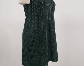 Sequin Emerald Green Mini Dress: 90s Vintage Party Dress, Size XS/Small