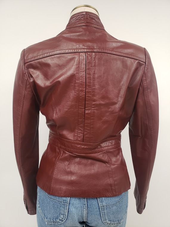 Cleaned leather- 70s vintage leather jacket Small… - image 5