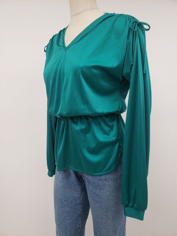 70s vintage shirt- Size S M - Drapey Boho Top - L… - image 8