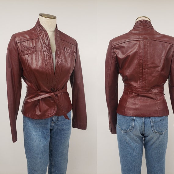Cleaned leather- 70s vintage leather jacket Small… - image 1