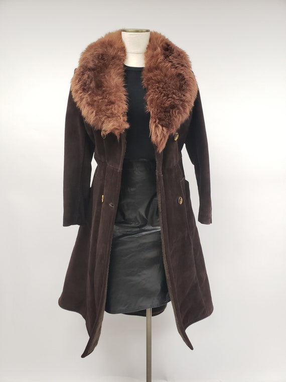 70s vintage suede and shearling coat S - Penny La… - image 5