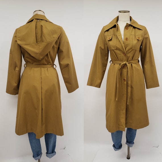 70s dark mustard yellow trench coat - Vintage jack