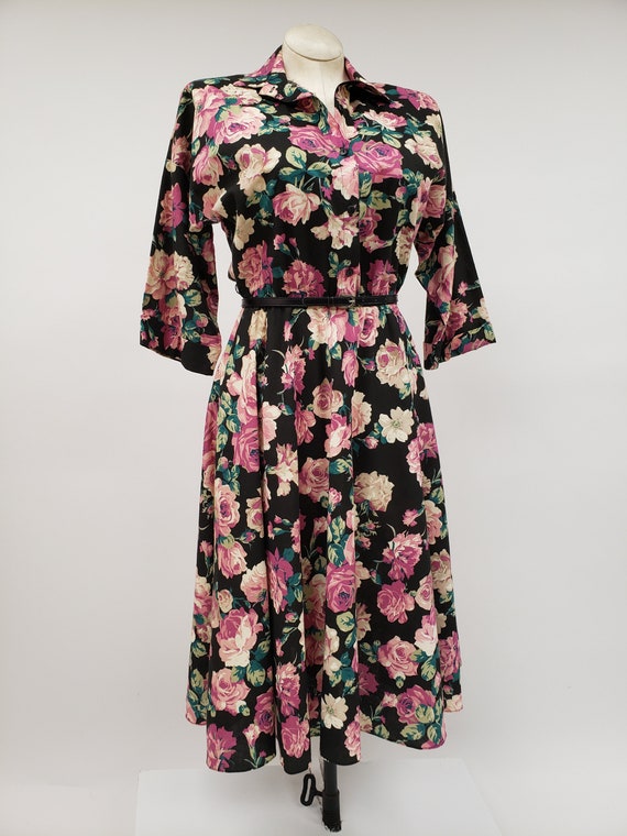 Beautiful rose print vintage dress - 80s - 90s vi… - image 3